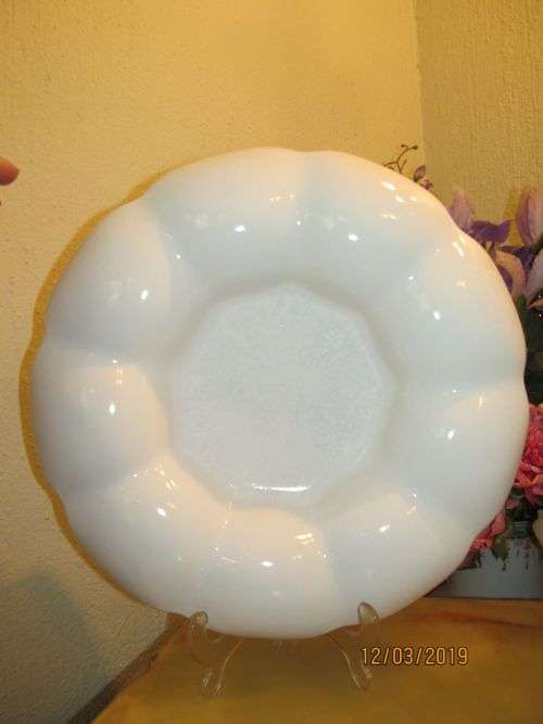RARE DELFT !! Large Vintage Delft Display Bowl - Blooming Floral Shape - All White