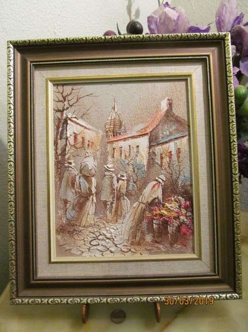 BORIS CHEZAR !! Vintage Framed Oil/Sand on Board - Cityscape Street Scene - World Renowned Artist