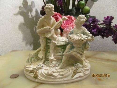 AFTER THE HARVEST !! Collectable Antique Bonded Marble Figurine with Styled Craquelure