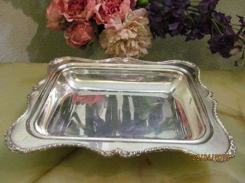 SERANCO !! Antique 1900-1910 Silver Plated BM Mounts Seranco Footed Baking/Serving Dish - SP on B