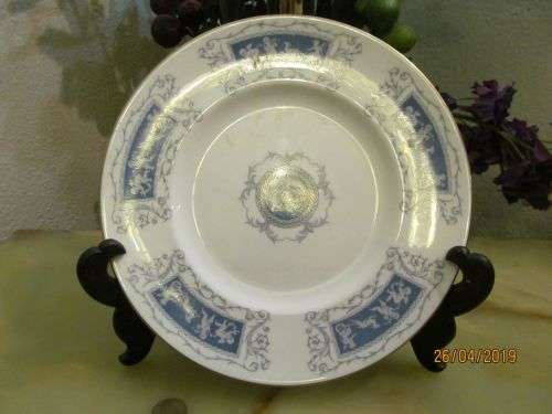 CHERUB BLUE !! Vintage 1970-1993 Coalport Bone China Blue on White Revelry Pattern Salad Plate