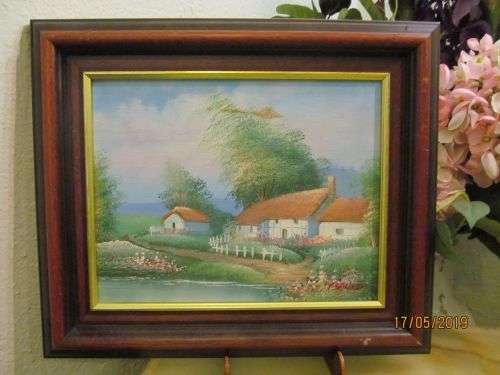 PHILIP SANDEE !! Vintage Framed Oil on Board - Landscape Art Idealism - Listed American Artist