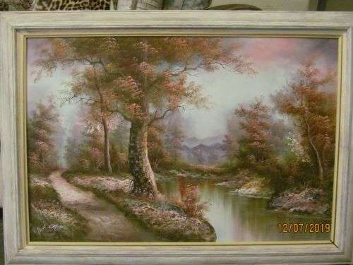 IRENE CAFIERI !! Large Framed Vintage Oil on Board - Tyrolean Landscape Art, Impasto - Signed