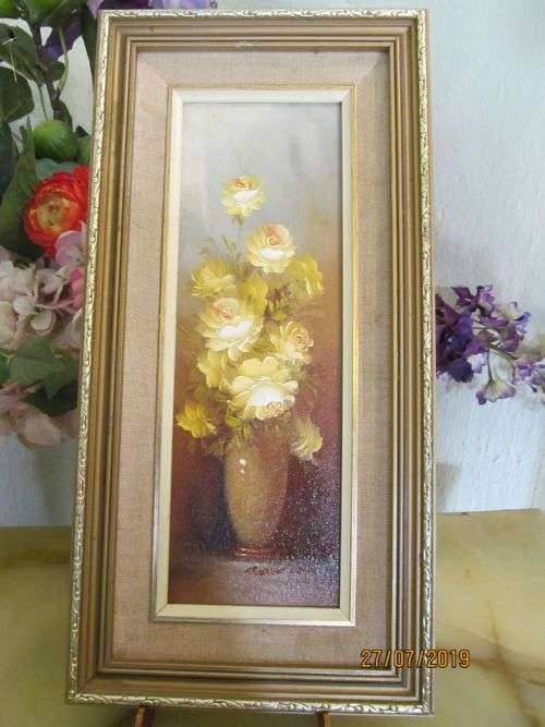 ROBERT COX !! Vintage Framed Oil on Board - Still Life Art - Listed Artist Robert Cox