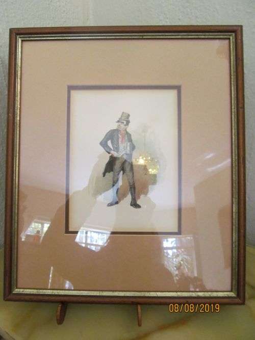 JOSEPH CLAYTON CLARKE !! Rare Framed Antique Color Lithograph - Bill Sikes - Signed