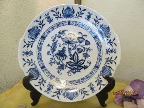 WINTERLING !! Rare Vintage Fine Porcelain Blue Onion Bavarian Cake Plate - 1950's