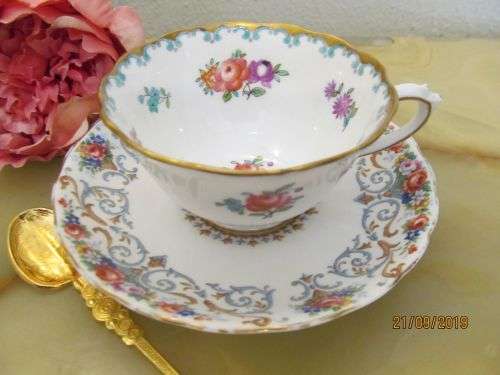 TUSCAN 3 !! Improvised Tuscan Bone China Tea Duo - 1907 Teacup with 1940's Saucer - Both Rare Tuscan