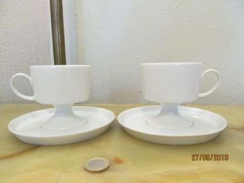 ROSENTHAL !! Vintage Mid-Century Lot / Set of 2 Identical German Fine Porcelain Tea Duos - Wiinblad