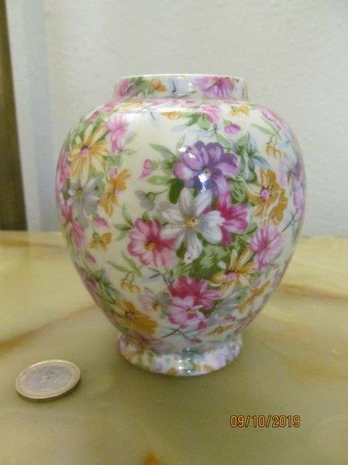 PALCON !! Vintage Palcon Super Fine China Ginger Jar/Vase - Floral Chintz