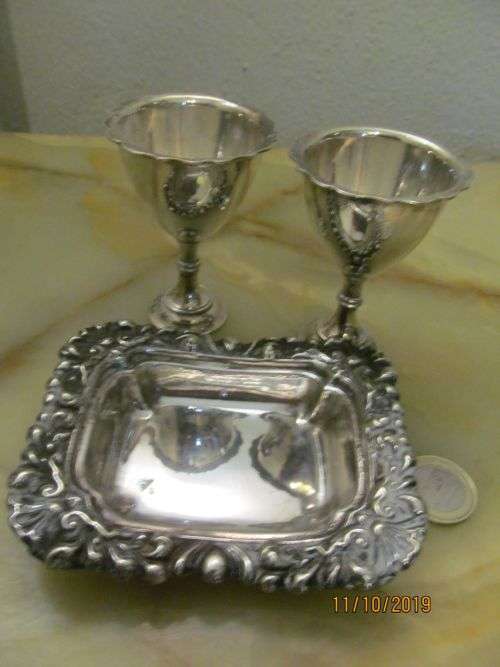 SERANCO !! Vintage Lot of Seranco Embossed Butter Pat/Nuts Dish & 2 Identical Egg Cups