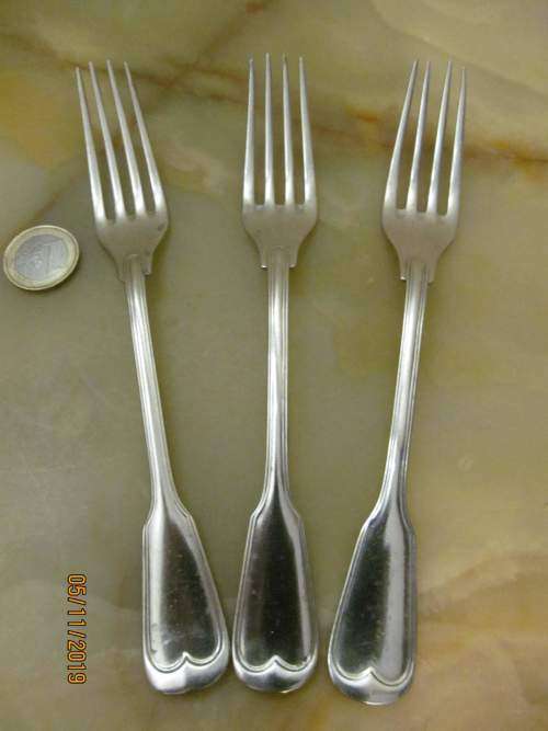 GOWE !! Vintage 1934 Lot/Part Set of 3 Identical York Design Silver Plated German Wellner Forks