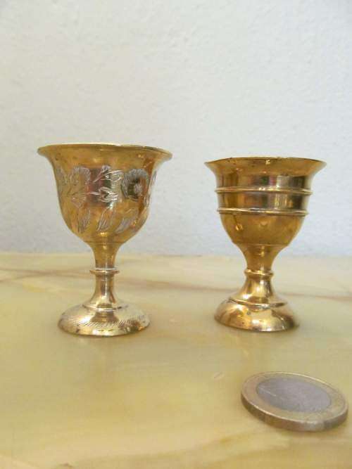 SHOT GOBLETS !! Vintage Lot of Two Different Collectable Brass Shot Goblets