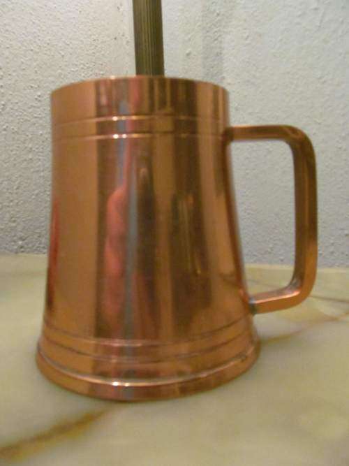 COPPERED !! Vintage Coppered Tin Beer Tankard with Holloware Handle