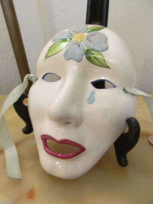 WALL DECOR !! Vintage Signed Decorative Fine Porcelain Mardi Gras Wall Mask