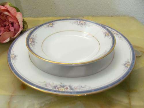 DESSERT !! Vintage 1980's Lot/Set of Noritake Legendary Fine Porcelain Salad Plate & Dessert Bowl
