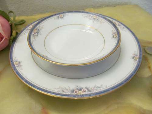 DESSERT 2 !! Vintage 1980's Lot/Set of Noritake Legendary Fine Porcelain Salad Plate & Dessert Bowl