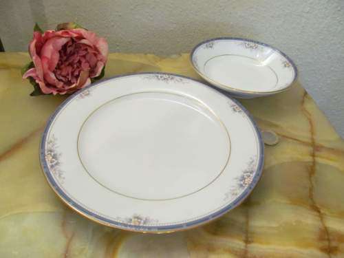 DESSERT 4 !! Vintage 1980's Lot/Set of Noritake Legendary Fine Porcelain Salad Plate & Dessert Bowl
