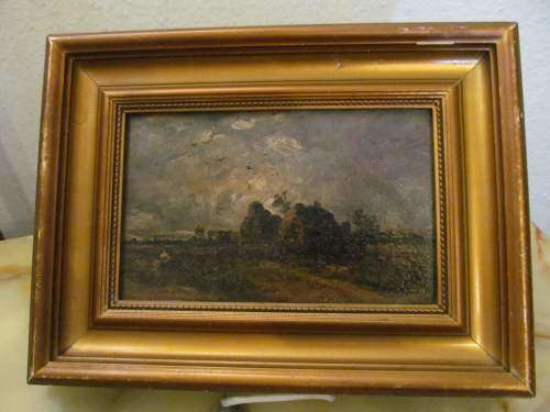 ABSTRACT !! Framed Antique Norwegian Oil on Board - Abstract Landscape Art