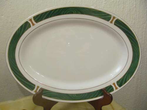ROYAL CHINA !! Vintage Pristine Royal China Fine Porcelain Serving Platter - Emerald Marble