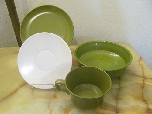 GUZZINI 2 !! Contemporary Lot/Set of Melamine Bowl, Dish and Tea Duo - All Guzzini Reproduction