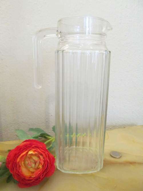 ARCOROC !! Vintage 1970-1980's French Arcoroc Clear Glass Lemonade Jug / Pitcher
