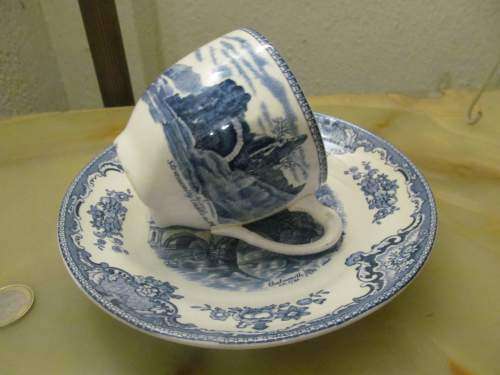 JOHNSON BROS 2 !! Vintage 1930's Johnson Bros "Old Britain Castles" Porcelain Tea Duo