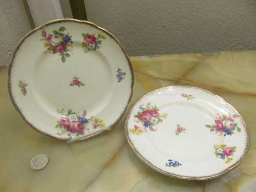 FOLEY !! Vintage 1948-1950's Lot/Pair of Foley Bone China Fine Porcelain Tea Plates - Tulip Pattern