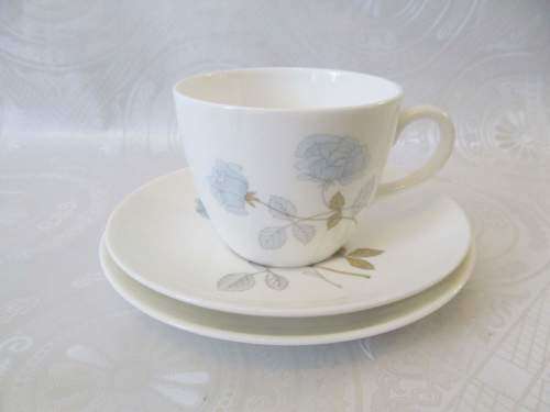 WEDGWOOD 4 !! Vintage 1960-1979 Pristine Condition Wedgwood Bone China "Ice Rose" Tea Trio