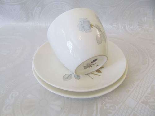 WEDGWOOD 4 !! Vintage 1960-1979 Pristine Condition Wedgwood Bone China "Ice Rose" Tea Trio