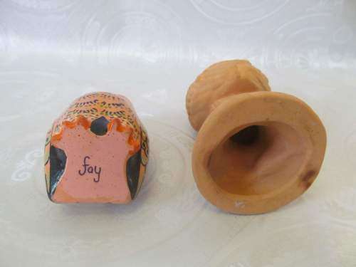 BISQUE & GLAZE !! Vintage Lot of Two Different Ornamental Ceramic Owl Figurines