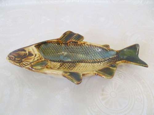 MARUYAMA TOKI !! Rare Marked Vintage 1930's Japanese Ceramic Fish Dish