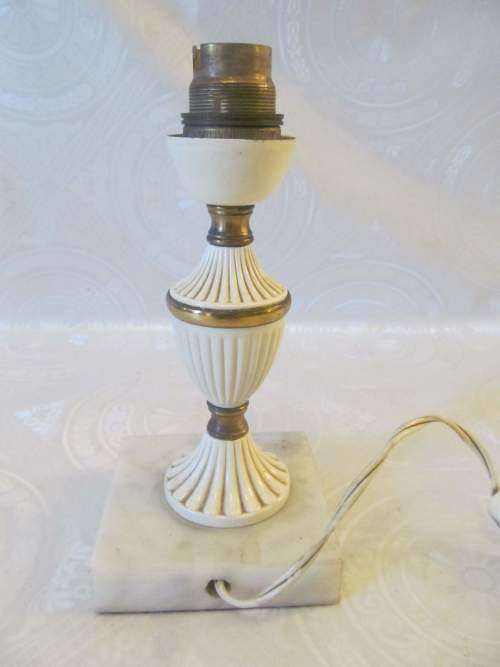 MARBLE & BRASS !! Vintage Brass & Acrylic Electric Table Lamp with Marble Base