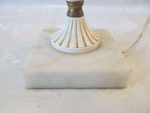 MARBLE & BRASS !! Vintage Brass & Acrylic Electric Table Lamp with Marble Base