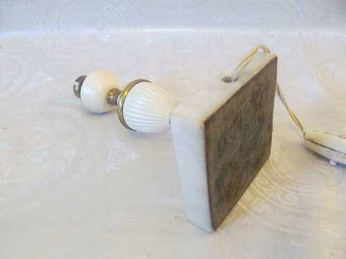 MARBLE & BRASS !! Vintage Brass & Acrylic Electric Table Lamp with Marble Base