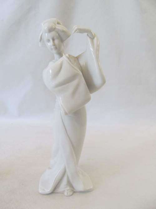 FIGURINES !! Vintage Lot of Japanese Fine Porcelain Geisha Figurine and One Other