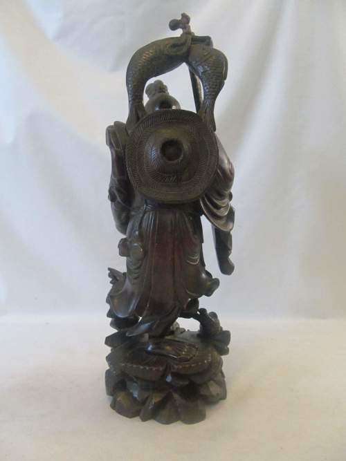 HAND CARVED !! Large Rare Antique Finely Carved (Cherry or Hard) Polished Japanese Figurine