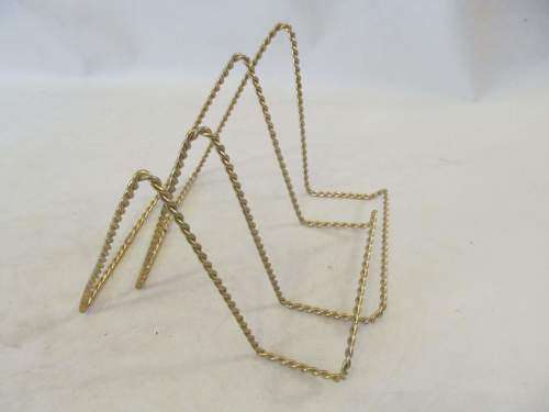 ROPE TWIST 2 !! Vintage Lot/Pair of Brass Stranded Twist Metal Picture Frame/Plate Stands