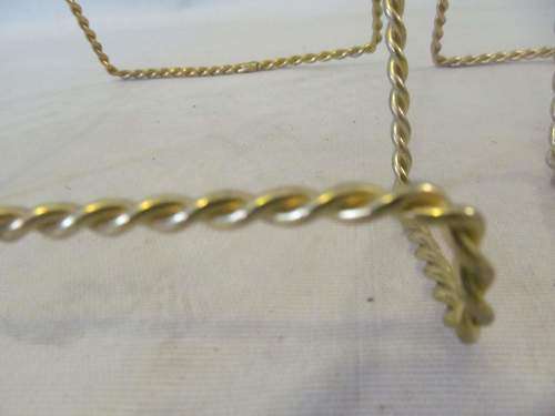 ROPE TWIST 2 !! Vintage Lot/Pair of Brass Stranded Twist Metal Picture Frame/Plate Stands