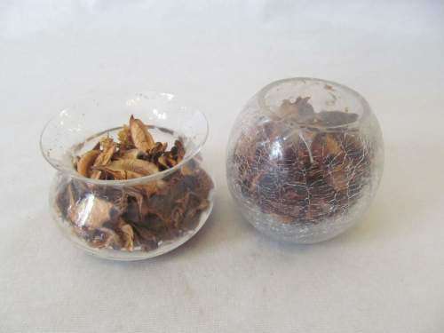 POTPOURRI !! Vintage Lot of Two Glass Potpourri Vases/Pots - One Crackled Design