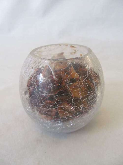 POTPOURRI !! Vintage Lot of Two Glass Potpourri Vases/Pots - One Crackled Design