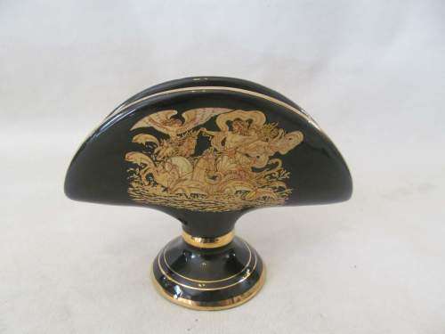 24kt DECOR !! Vintage Hand Made in Greece Fine Porcelain Serviette Stand - 24kt Gold