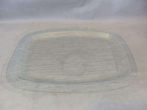 TEXTURED !! Vintage Textured & Ribbed Clear Glass Serving / Display Platter