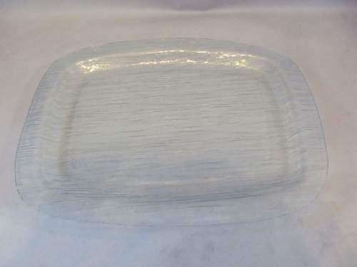 TEXTURED !! Vintage Textured & Ribbed Clear Glass Serving / Display Platter