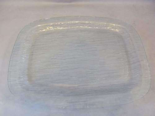 TEXTURED !! Vintage Textured & Ribbed Clear Glass Serving / Display Platter