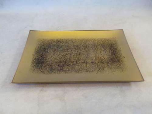 ENAMELED !! Vintage 1970's Enameled Glass Decorative Display Dish in the Canadian Seetusee Style
