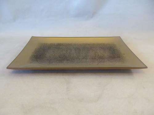 ENAMELED !! Vintage 1970's Enameled Glass Decorative Display Dish in the Canadian Seetusee Style