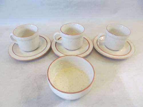 DROSTDY !! Vintage Lot/Part Set of 3 Drostdy Stonecraft Tea Duos & Matching Sugar Bowl