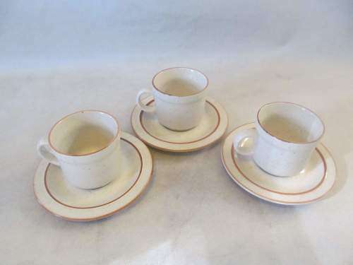 DROSTDY !! Vintage Lot/Part Set of 3 Drostdy Stonecraft Tea Duos & Matching Sugar Bowl