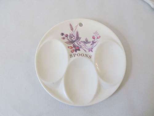 MIXED !! Vintage Lot of Teabag Holder & Matching Spoon Holder, 4 Glass Coasters + Figurines