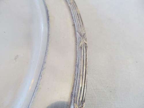 RIBBON & BOW !! Circular Vintage Silver Plated Drinks Tray with Ribbon & Bow Rim